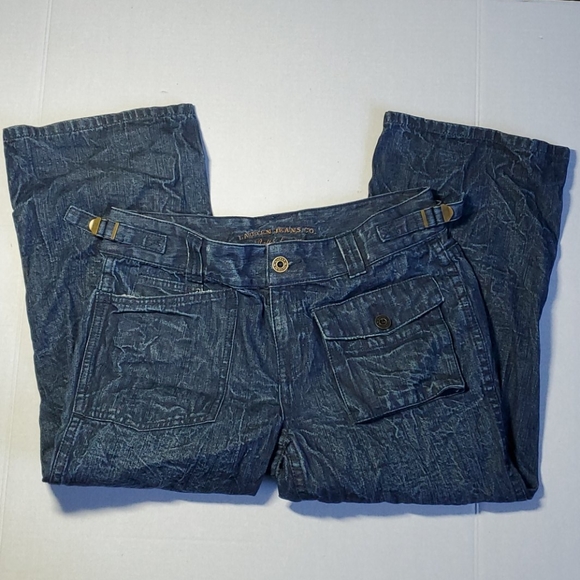 VTG Ralph Lauren stone wash denim blue jeans adjustable buckle waist flap button - Picture 2 of 12